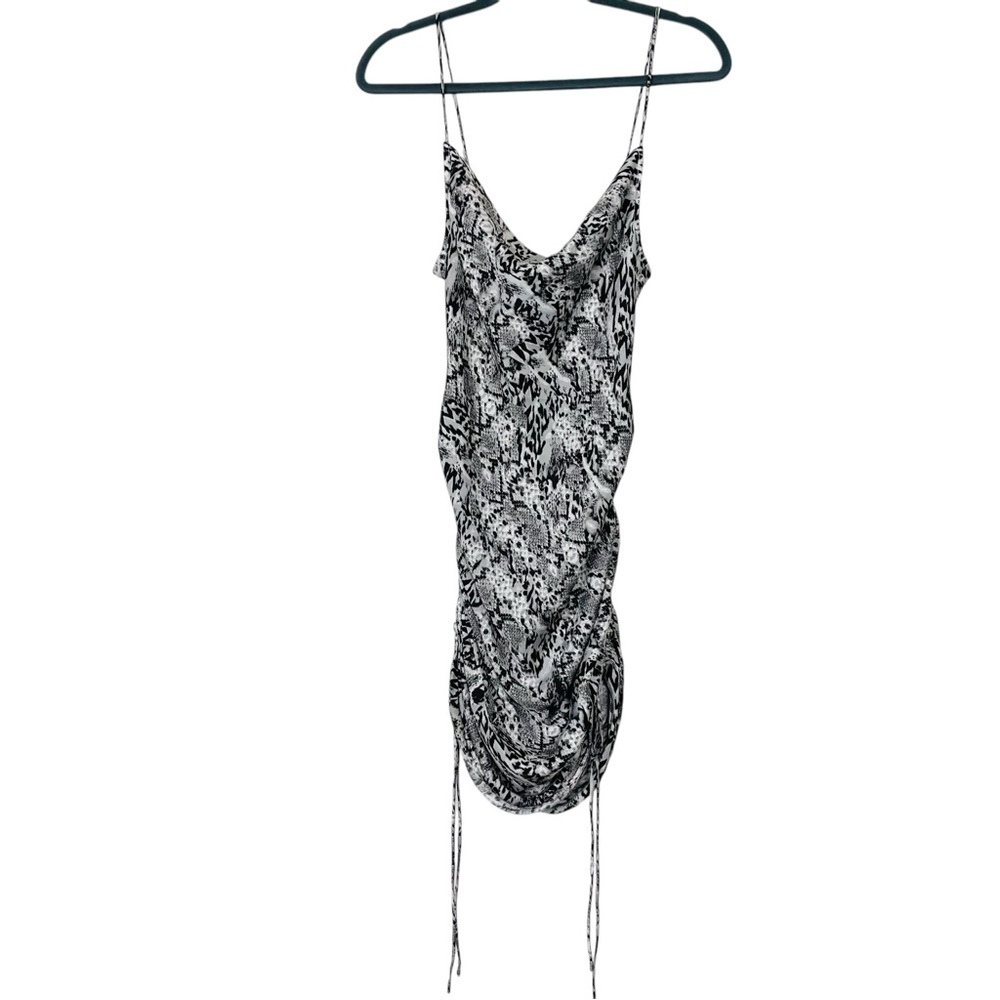 Free People Day to Night Slip Dress Ruched Snake Print Slinky Mini Size XSmall - Picture 12 of 14
